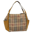 BURBERRY Nova Check Tote Bag PVC Beige Gold Auth 139408-1