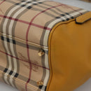 BURBERRY Nova Check Tote Bag PVC Beige Gold Auth 139408-10