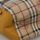 BURBERRY Nova Check Tote Bag PVC Beige Gold Auth 139408-11
