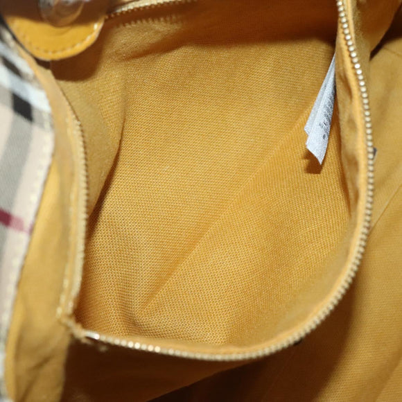 BURBERRY Nova Check Tote Bag PVC Beige Gold Auth 139408