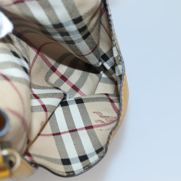 BURBERRY Nova Check Tote Bag PVC Beige Gold Auth 139408