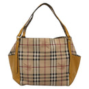 BURBERRY Nova Check Tote Bag PVC Beige Gold Auth 139408-2