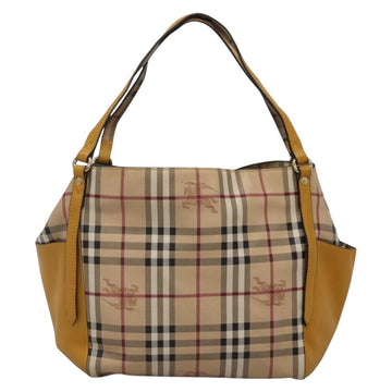 BURBERRY Nova Check Tote Bag PVC Beige Gold Auth 139408 - 0
