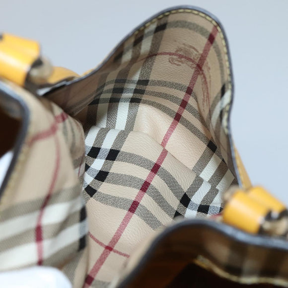 BURBERRY Nova Check Tote Bag PVC Beige Gold Auth 139408