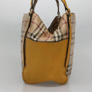 BURBERRY Nova Check Tote Bag PVC Beige Gold Auth 139408-4