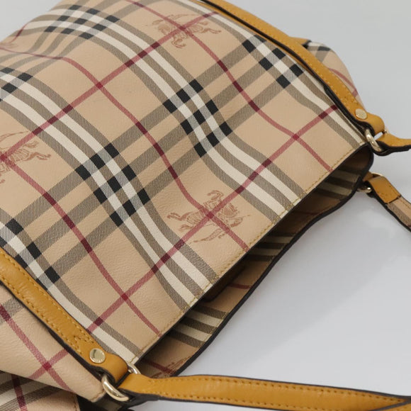 BURBERRY Nova Check Tote Bag PVC Beige Gold Auth 139408