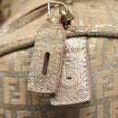 FENDI Zucchino Canvas Hand Bag Silver Gold Auth 139411-17