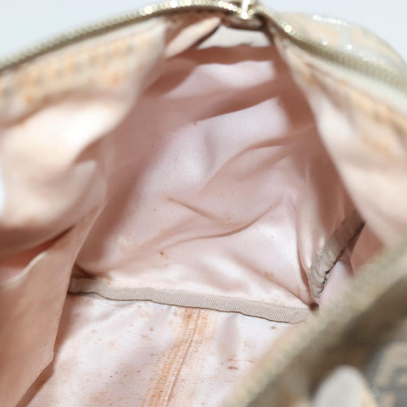 FENDI Zucchino Canvas Hand Bag Silver Gold Auth 139411