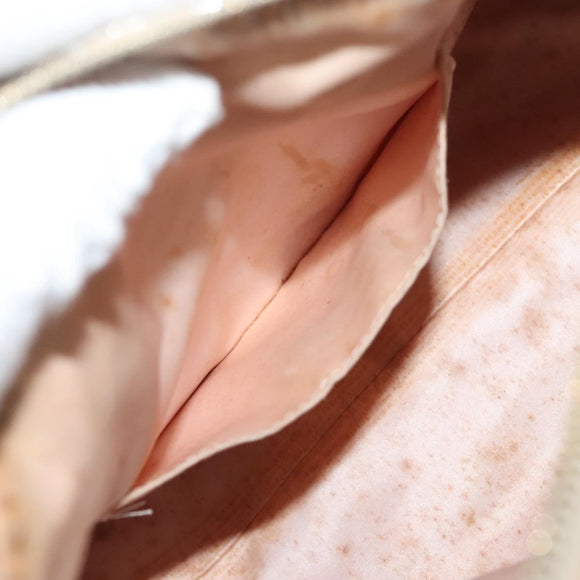 FENDI Zucchino Canvas Hand Bag Silver Gold Auth 139411