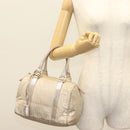 FENDI Zucchino Canvas Hand Bag Silver Gold Auth 139411-23