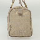 FENDI Zucchino Canvas Hand Bag Silver Gold Auth 139411-3