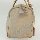 FENDI Zucchino Canvas Hand Bag Silver Gold Auth 139411-4