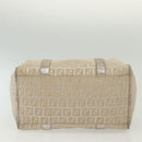 FENDI Zucchino Canvas Hand Bag Silver Gold Auth 139411-5
