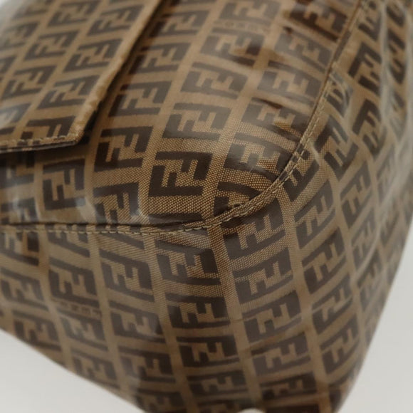 FENDI Zucchino Canvas Mamma Baguette Bag Coated Canvas Black Brown Auth 139412