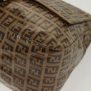 FENDI Zucchino Canvas Mamma Baguette Bag Coated Canvas Black Brown Auth 139412-14
