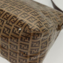 FENDI Zucchino Canvas Mamma Baguette Bag Coated Canvas Black Brown Auth 139412-16