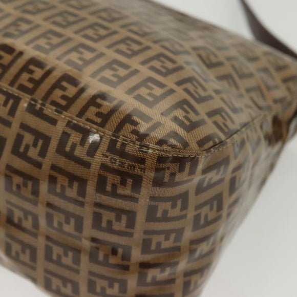 FENDI Zucchino Canvas Mamma Baguette Bag Coated Canvas Black Brown Auth 139412