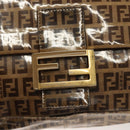 FENDI Zucchino Canvas Mamma Baguette Bag Coated Canvas Black Brown Auth 139412-18