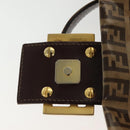 FENDI Zucchino Canvas Mamma Baguette Bag Coated Canvas Black Brown Auth 139412-10