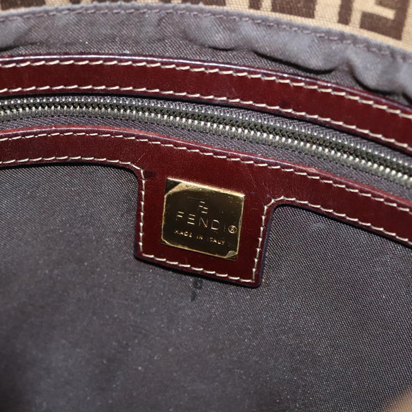 FENDI Zucchino Canvas Mamma Baguette Bag Coated Canvas Black Brown Auth 139412