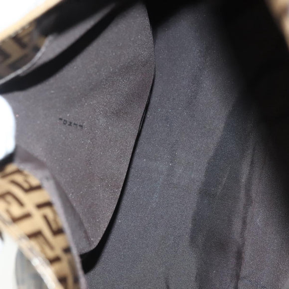 FENDI Zucchino Canvas Mamma Baguette Bag Coated Canvas Black Brown Auth 139412