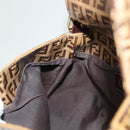 FENDI Zucchino Canvas Mamma Baguette Bag Coated Canvas Black Brown Auth 139412-21