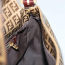 FENDI Zucchino Canvas Mamma Baguette Bag Coated Canvas Black Brown Auth 139412-22