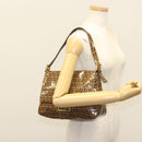 FENDI Zucchino Canvas Mamma Baguette Bag Coated Canvas Black Brown Auth 139412-24