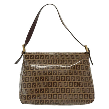 FENDI Zucchino Canvas Mamma Baguette Bag Coated Canvas Black Brown Auth 139412 - 0