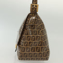 FENDI Zucchino Canvas Mamma Baguette Bag Coated Canvas Black Brown Auth 139412-3
