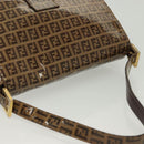 FENDI Zucchino Canvas Mamma Baguette Bag Coated Canvas Black Brown Auth 139412-6