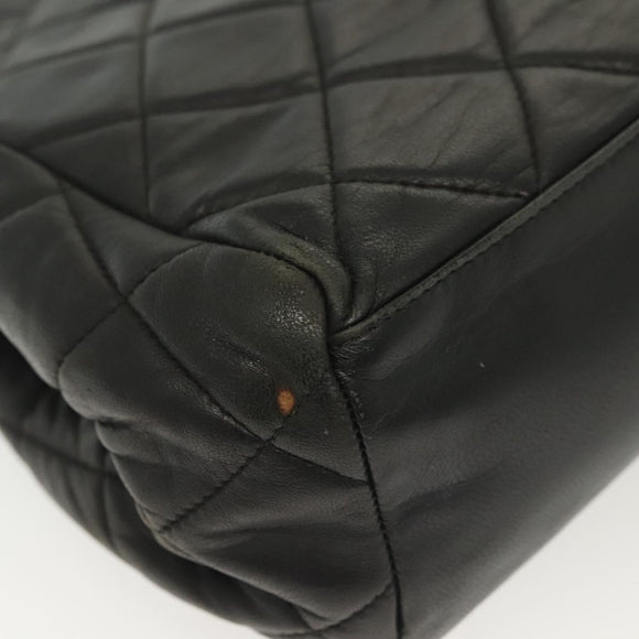 CHANEL Matelasse Chain Shoulder Bag Lamb Skin Black Gold CC Auth 139414