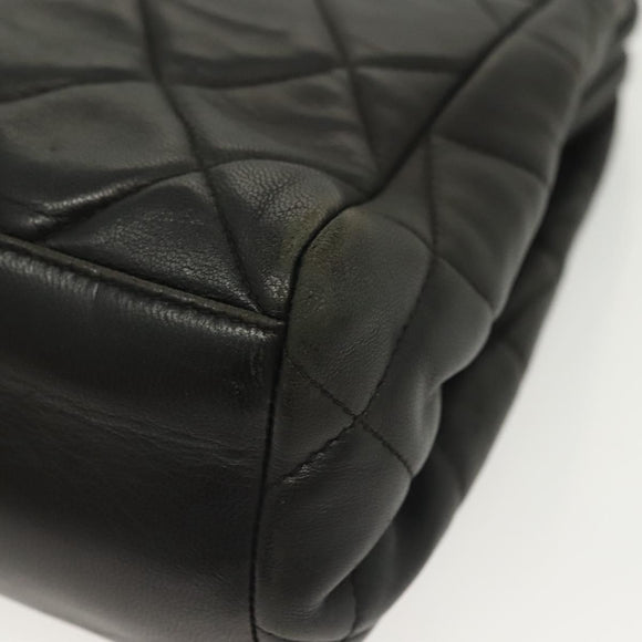 CHANEL Matelasse Chain Shoulder Bag Lamb Skin Black Gold CC Auth 139414