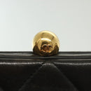 CHANEL Matelasse Chain Shoulder Bag Lamb Skin Black Gold CC Auth 139414-15
