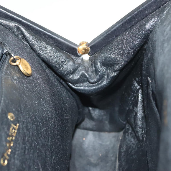 CHANEL Matelasse Chain Shoulder Bag Lamb Skin Black Gold CC Auth 139414