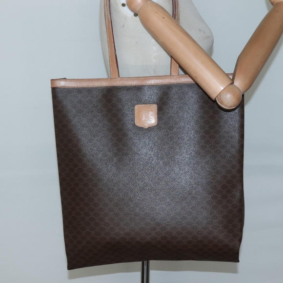 CELINE Macadam Canvas Tote Bag PVC Leather Brown Auth 139440