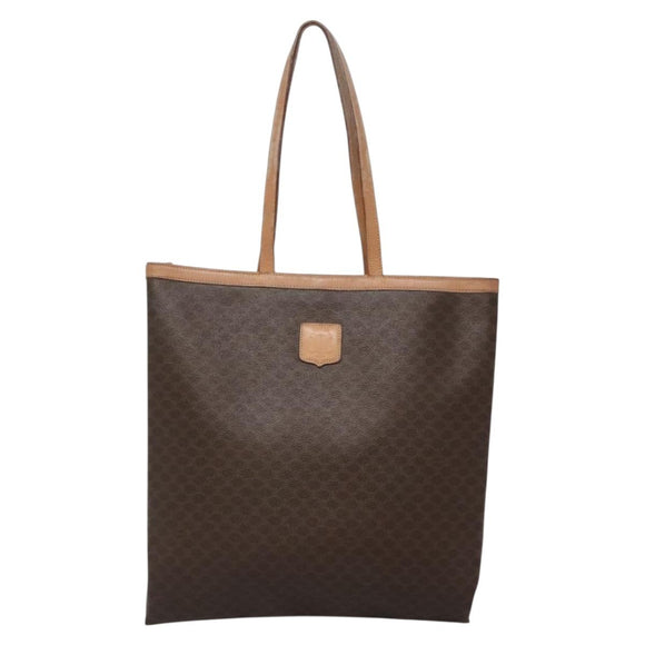 CELINE Macadam Canvas Tote Bag PVC Leather Brown Auth 139440