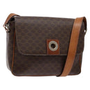 CELINE Macadam Canvas Shoulder Bag PVC Leather Brown Gold Auth 139442-1