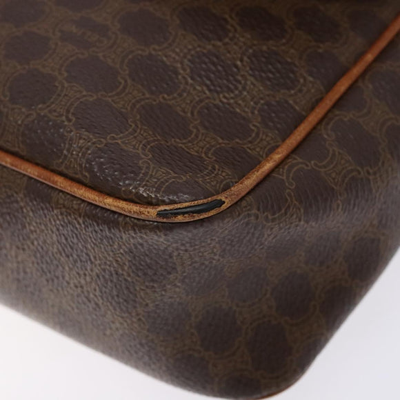 CELINE Macadam Canvas Shoulder Bag PVC Leather Brown Gold Auth 139442