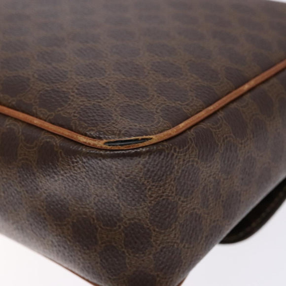 CELINE Macadam Canvas Shoulder Bag PVC Leather Brown Gold Auth 139442