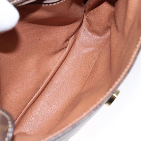 CELINE Macadam Canvas Shoulder Bag PVC Leather Brown Gold Auth 139442