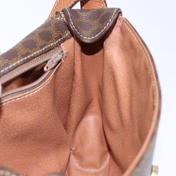 CELINE Macadam Canvas Shoulder Bag PVC Leather Brown Gold Auth 139442