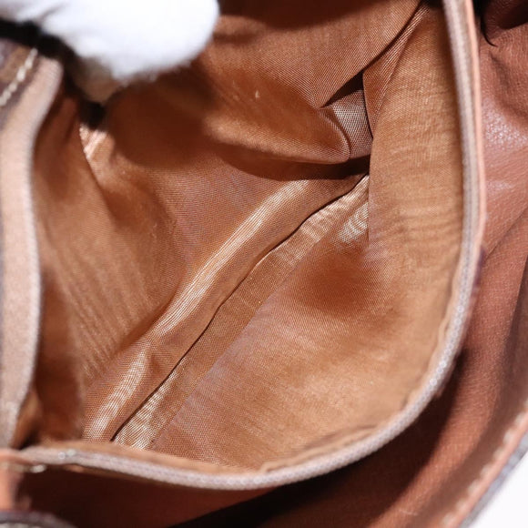 CELINE Macadam Canvas Shoulder Bag PVC Leather Brown Gold Auth 139442