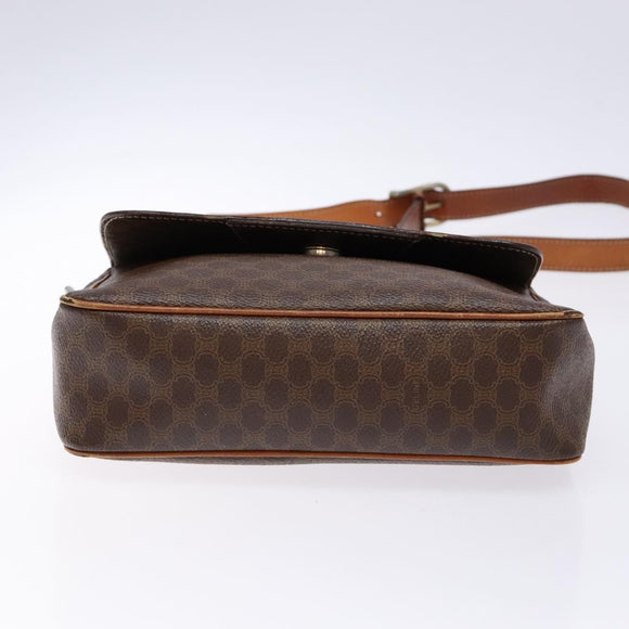 CELINE Macadam Canvas Shoulder Bag PVC Leather Brown Gold Auth 139442