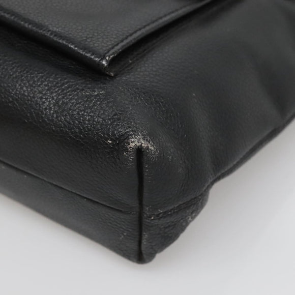 CELINE Shoulder Bag Leather Black Silver Auth 139444