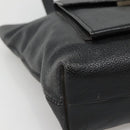 CELINE Shoulder Bag Leather Black Silver Auth 139444-11