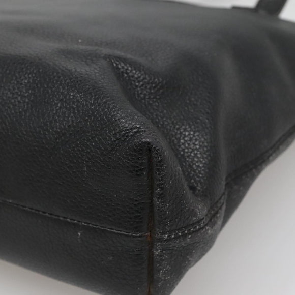 CELINE Shoulder Bag Leather Black Silver Auth 139444