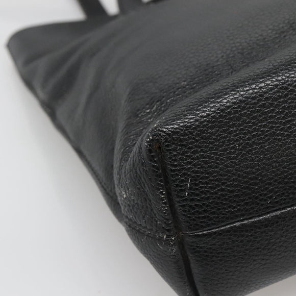 CELINE Shoulder Bag Leather Black Silver Auth 139444