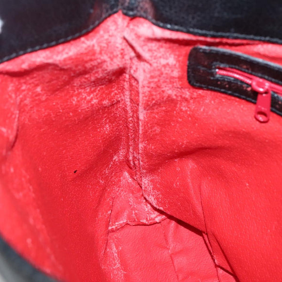 CELINE Shoulder Bag Leather Black Silver Auth 139444