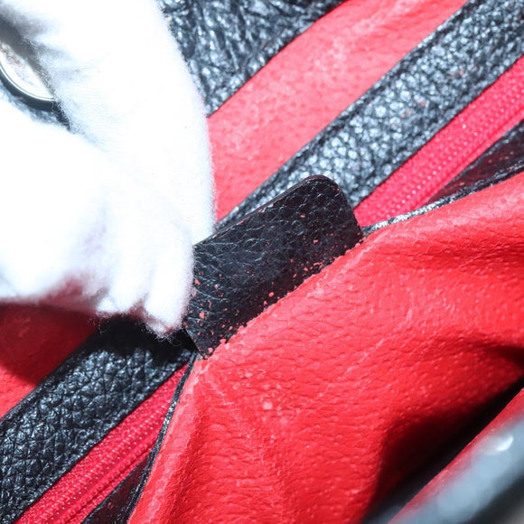 CELINE Shoulder Bag Leather Black Silver Auth 139444